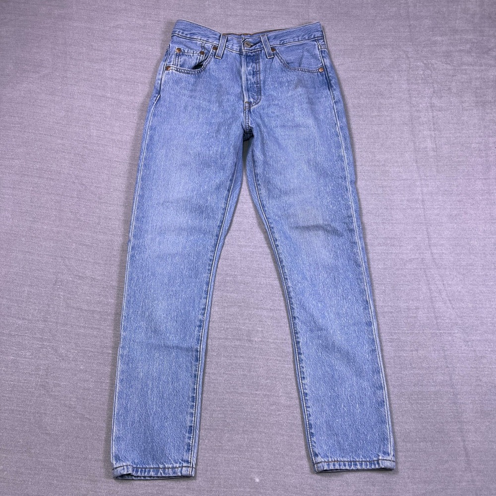 Levi's 501 Big E Premium Button Fly Mid Rise Straight Jeans Women 25 Blue